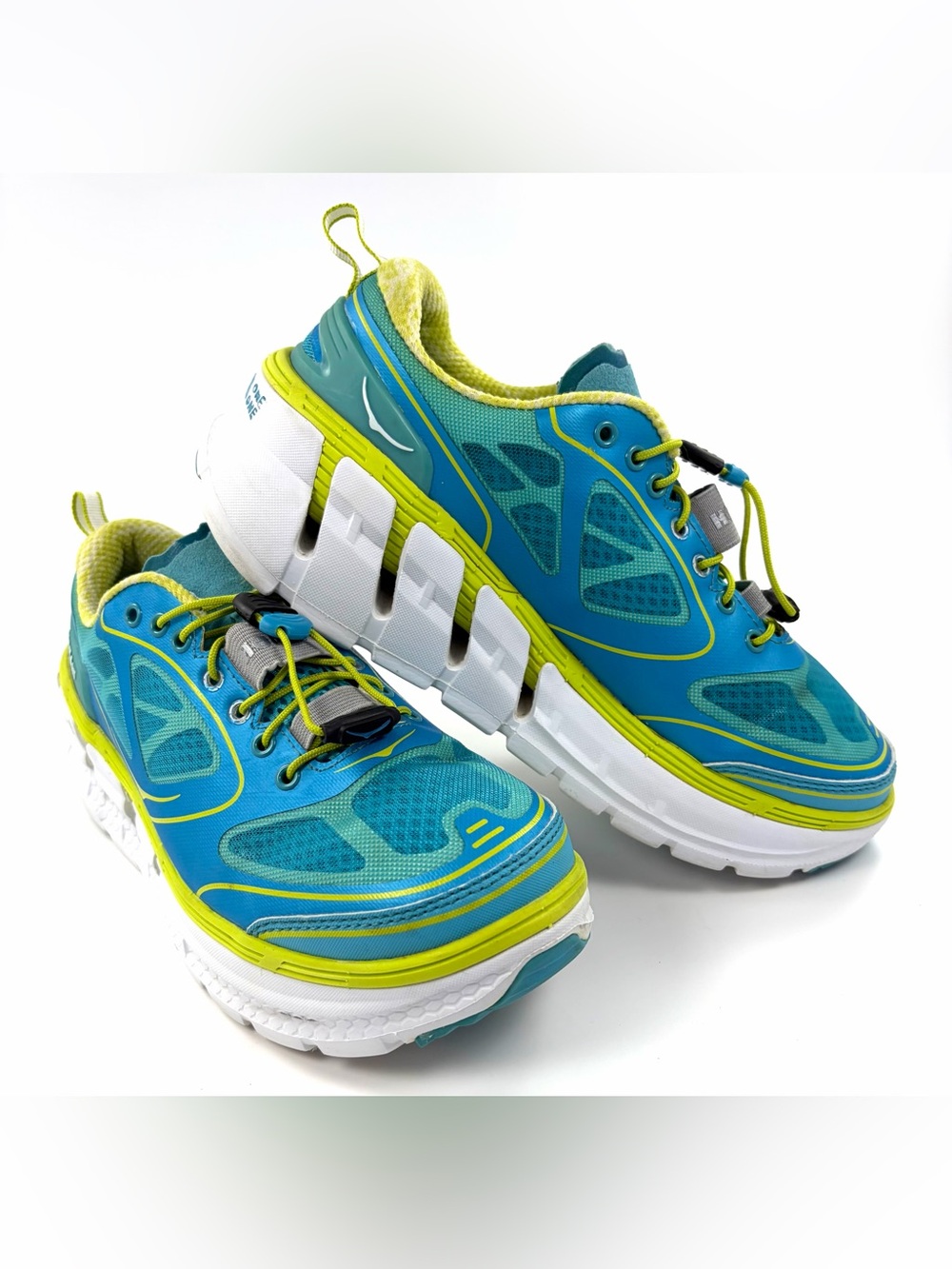 HOKA ONE ONE Conquest Women’s 6.5 Blue Lime Max Cushion Running Shoes EU 38